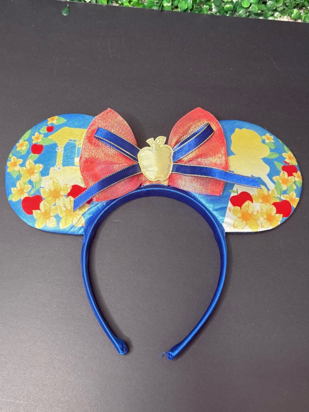 Disney Blue & Red Snow White Apple Bow Minnie Ears Headband